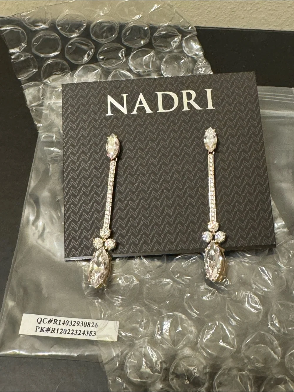 NWT NADRI Cassi CZ Marquis Round Linear Drop Earrings